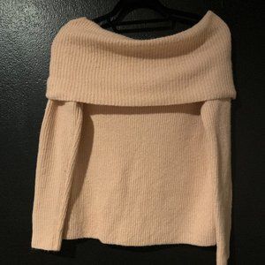 Off the Shoulder Soft Pink Sweater
